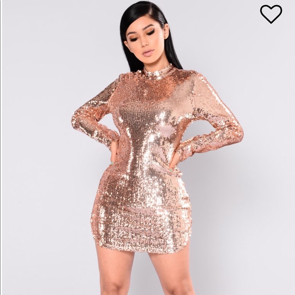 Sequin Gold Mini Dress